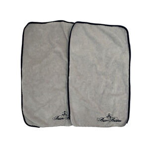 Brooks Brothers Navy Gray Contrast Piping Hand Towel Embroidered Logo 2 PCS